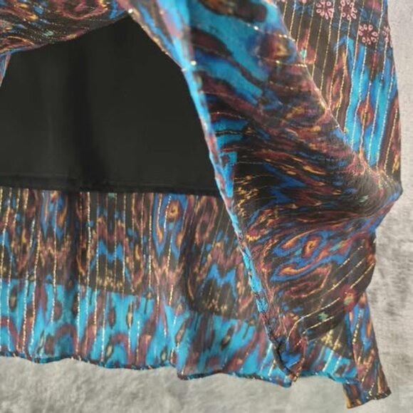 ZBD Design Womens Silk Skirt 12 Multicolor Beaded Ikat Boho Maxi Festival Unique - Picture 9 of 9